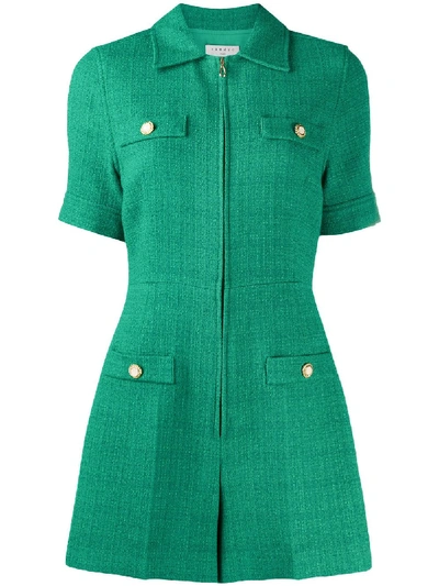 Shop Sandro Jacky Short Sleeve Playsuit In Green