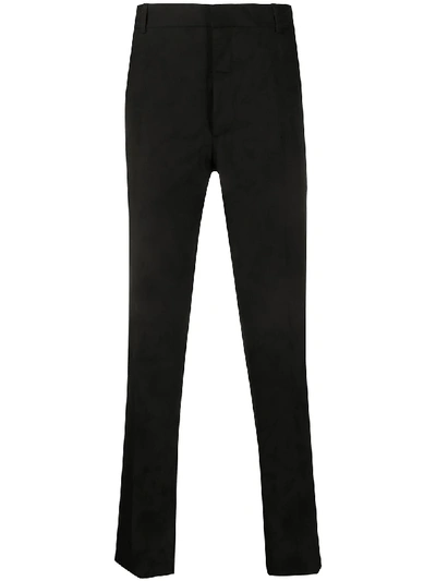 Shop Alexander Mcqueen Floral Jacquard Tailored Trousers In Black