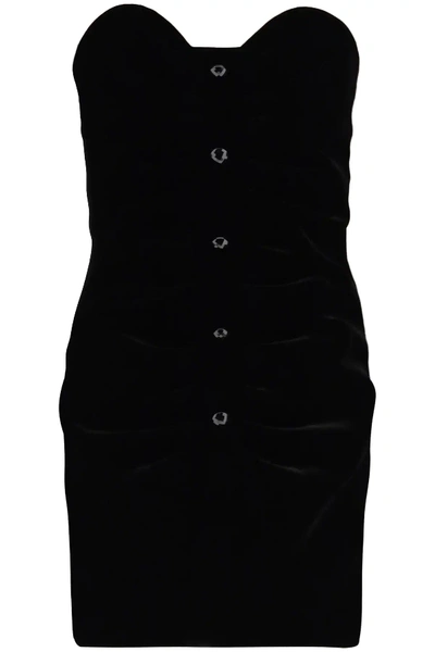 Shop Saint Laurent Velvet Bustier Mini Dress In Black