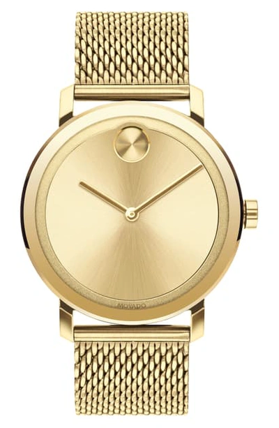 Shop Movado Bold Evolution Mesh Bracelet Watch, 40mm In Gold