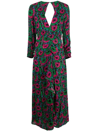 Shop Rixo London Floral Print Cut-out Detail Dress In Green