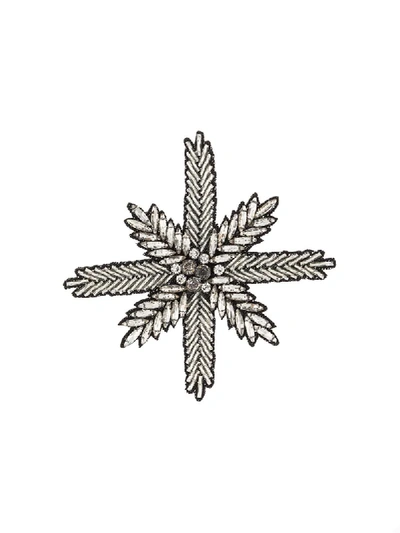Shop Haider Ackermann Crystal Snowflake Pin In Silver