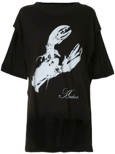 Shop Ann Demeulemeester Lobster Print Oversized T-shirt In Black