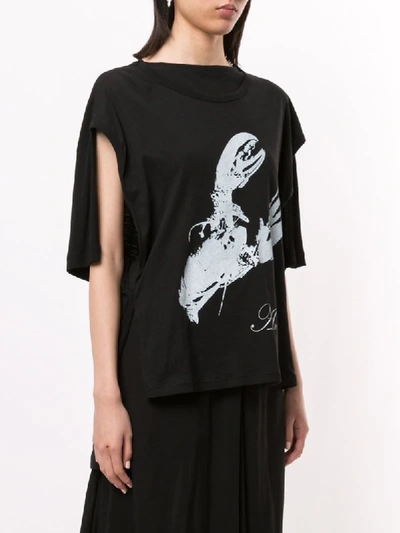 Shop Ann Demeulemeester Lobster Print Oversized T-shirt In Black