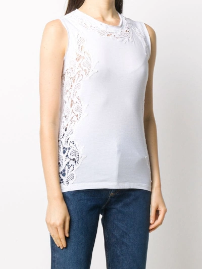 P.a.r.o.s.h Lace Embroidery Tank Top In White