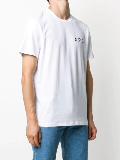 Shop Apc Logo Print Round Neck T-shirt In White