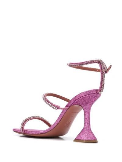 Shop Amina Muaddi Gilda Crystal-embellished Sandals In Pink