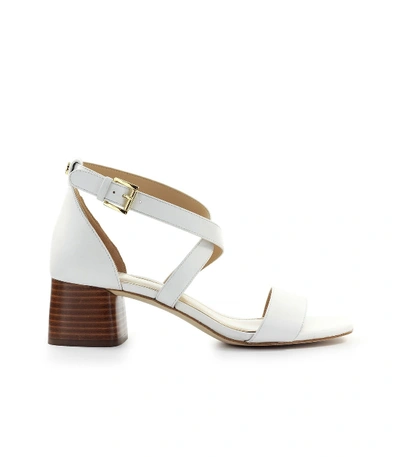Shop Michael Kors Diane Mid White Sandal In Optic/white