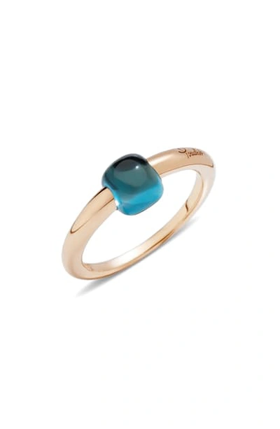 Shop Pomellato M'ama Non M'ama Oval Stone Stacking Ring In Rose Gold/ London Blue Topaz