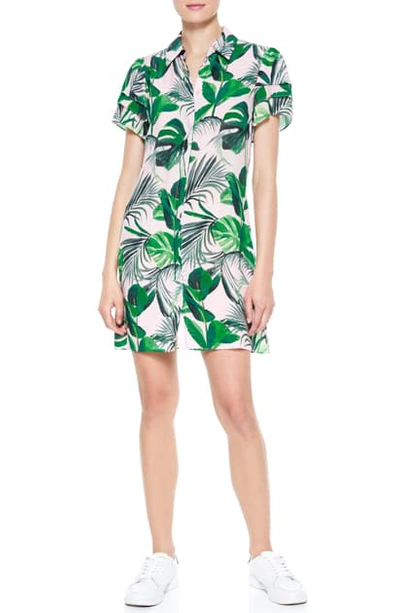 Shop Alice And Olivia Jem Palm Print Flutter Sleeve Shirtdress