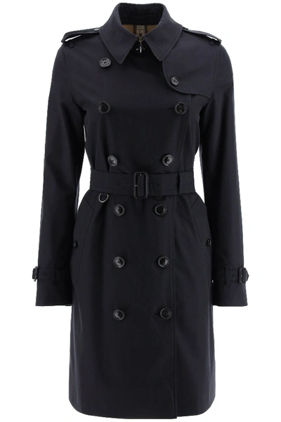 Shop Burberry The Kensington Midi Trench Coat In Navy