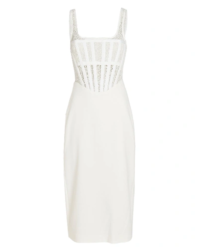 Shop Dion Lee Lace Corset Midi Dress In Ivory