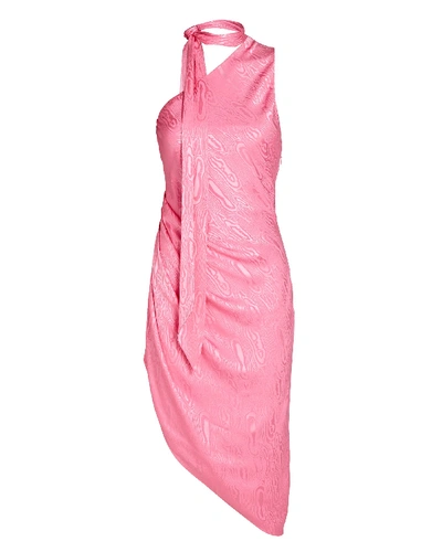 Shop Ronny Kobo Zoey Moiré Asymmetrical Mini Dress In Pink