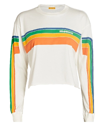 Shop Mother The Slouch Cut-off Logo Sweatshirt In White