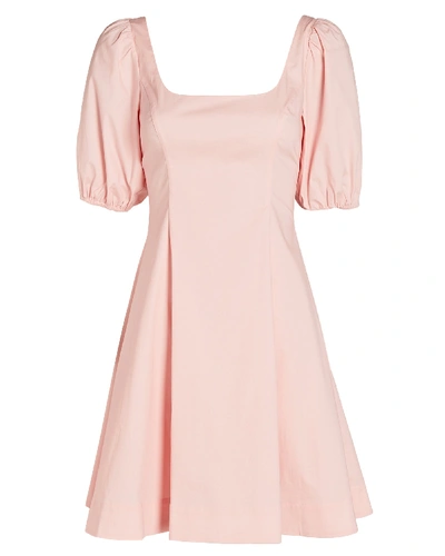 Shop Staud Laelia Poplin Puff Sleeve Mini Dress In Pink