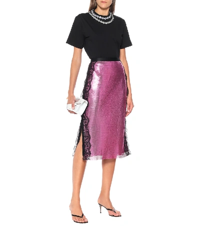 Shop Christopher Kane Lace-trimmed Chainmail Midi Skirt In Pink
