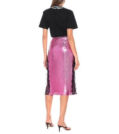 Shop Christopher Kane Lace-trimmed Chainmail Midi Skirt In Pink