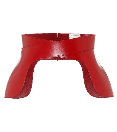 Shop Alexander Mcqueen Leather Corset Belt In Red