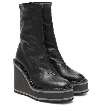 Shop Clergerie Bliss Leather Wedge Ankle Boots In Black
