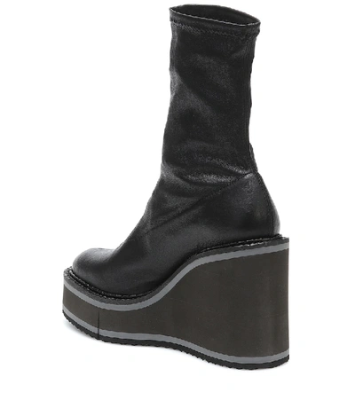 Shop Clergerie Bliss Leather Wedge Ankle Boots In Black