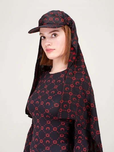 Shop Marine Serre Printed Flou Cap In Black