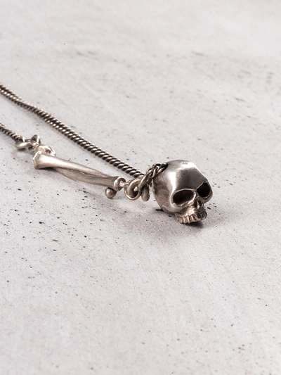 Shop Werkstatt:münchen Necklace Cross Bones + Skull In Metallic