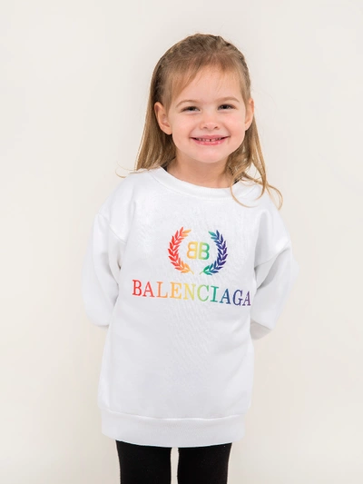 Shop Balenciaga Kids Crewneck Sweater In White