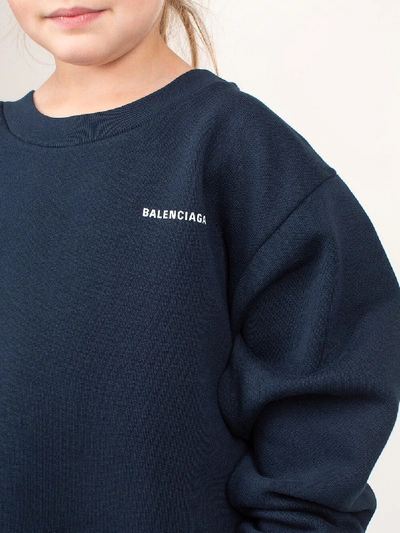 Shop Balenciaga Kids Classic Crewneck Longsleeve In Blue