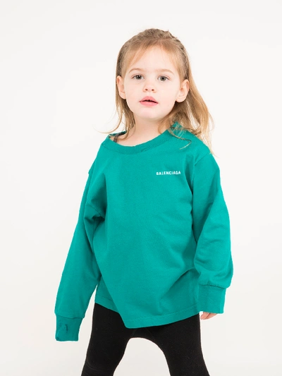 Shop Balenciaga Kids Longsleeve T-shirt Green