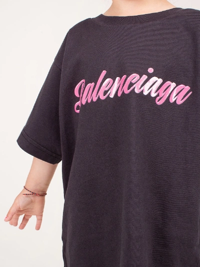 Shop Balenciaga Kids Logo Printed T-shirt Pink In Black