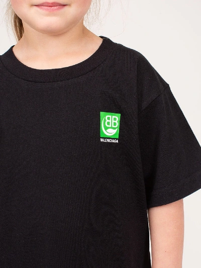 Shop Balenciaga Kids Logo Print Cotton Jersey T-shirt In Black