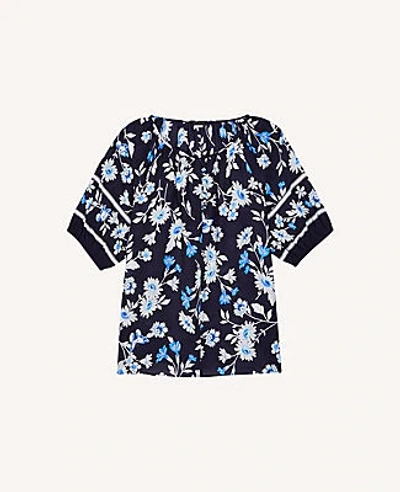 Shop Ann Taylor Floral Puff Sleeve Tee In Night Sky