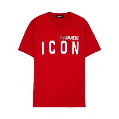 Shop Dsquared2 Icon Red Logo-print Cotton T-shirt