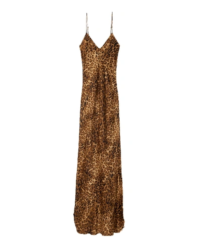 Shop Nili Lotan Cami Gown In Ginger Leopard Print