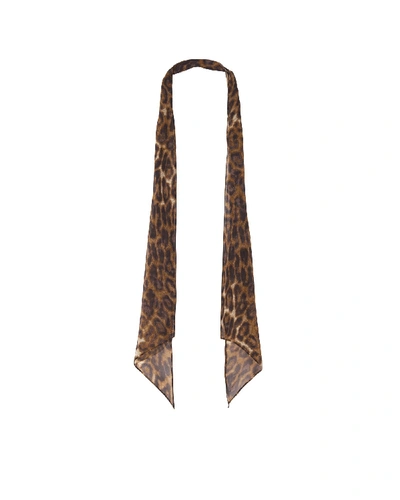 Shop Nili Lotan Campbell Neck Tie In Brown Leopard Print