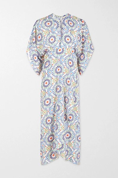 Shop Jaline + Net Sustain Katherine Wrap-effect Printed Voile Dress In Blue