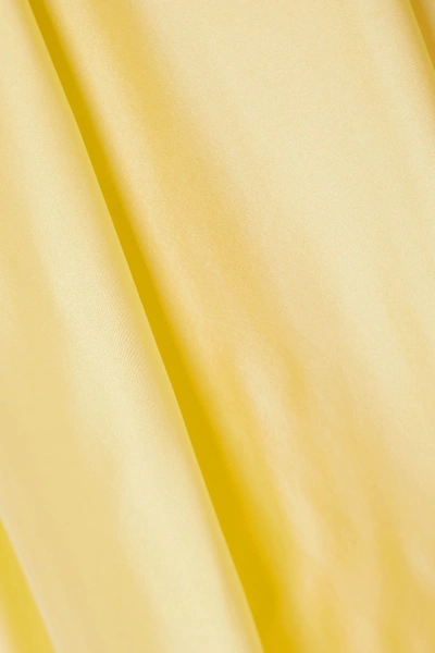 Shop Harmur Silk-blend Satin Halterneck Maxi Dress In Pastel Yellow