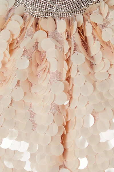 Shop Harmur Crystal And Paillette-embellished Tulle Mini Dress In Neutral