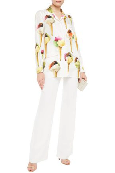 Shop Dolce & Gabbana Printed Silk-twill Shirt In White