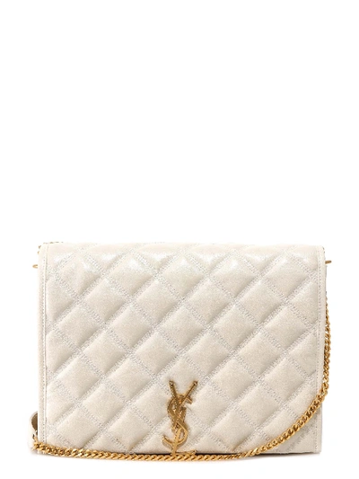 Shop Saint Laurent Becky Chain Shoulder Bag In White