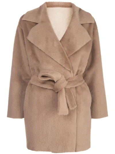 Shop Apparis Marine Faux Fur Reversible Wrap Jacket In Brown