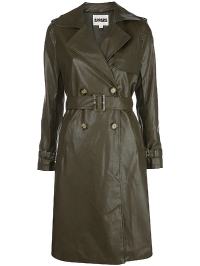 Shop Apparis Lucia Trench Coat In Hunter Green