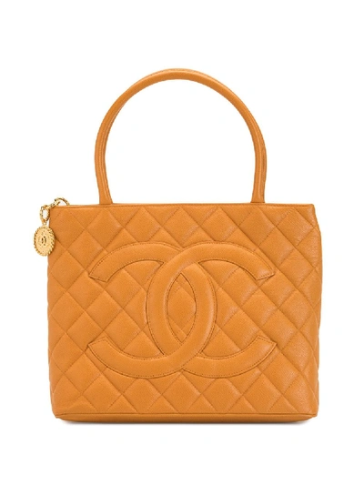 Pre-owned Chanel 1998 Medallion Tote Bag In Yellow