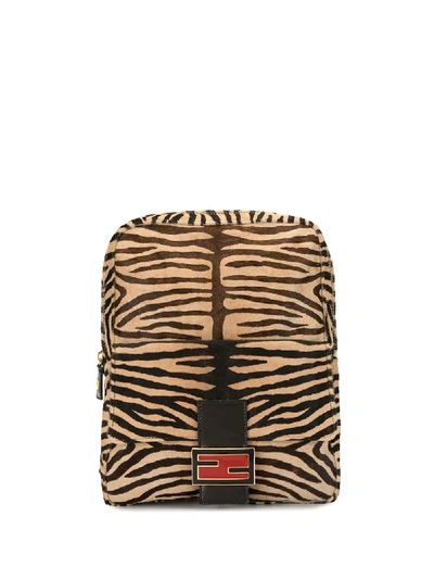 Pre-owned Fendi Tiger Print Mamma Baguette Backpack In Brown