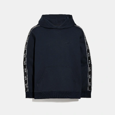 Shop Coach Horse And Carriage Tape Hoodie In Navy