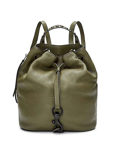Shop Rebecca Minkoff Blythe Leather Backpack In Olive