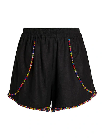 Shop Bcbgeneration Pom Pom Trim Shorts In Black