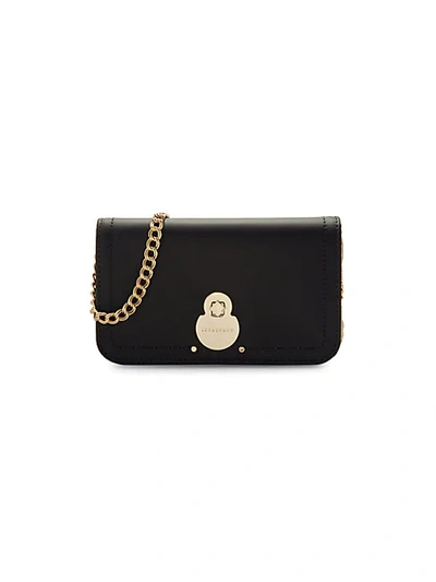 Shop Longchamp Leather Wallet On Chain In Black
