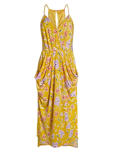 Shop Bcbgeneration Floral Faux Wrap Midi Dress In Multi