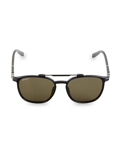 Shop Ferragamo 54mm Round Sunglasses In Matte Brown